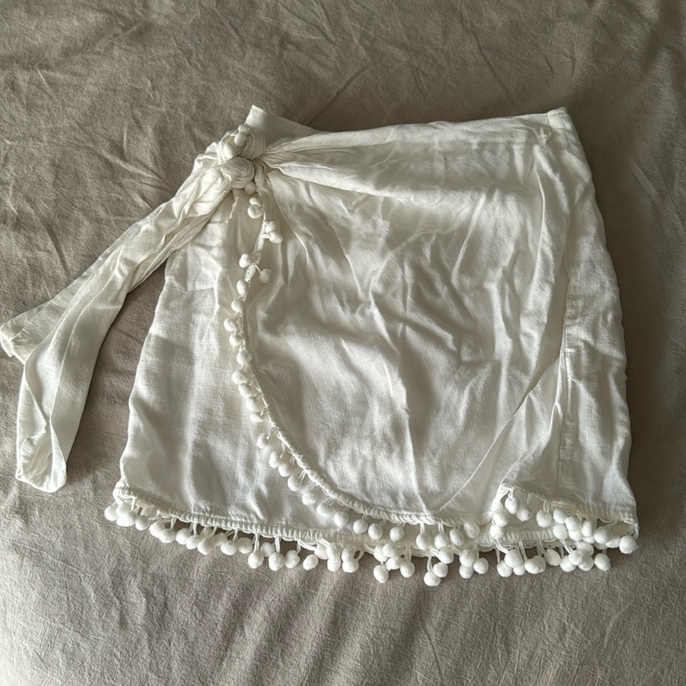 White Mini Wrap Skirt